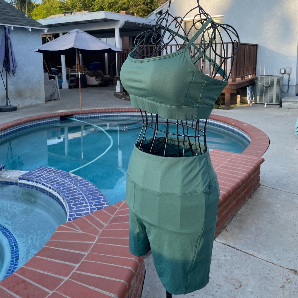 Green 2 piece swim suit